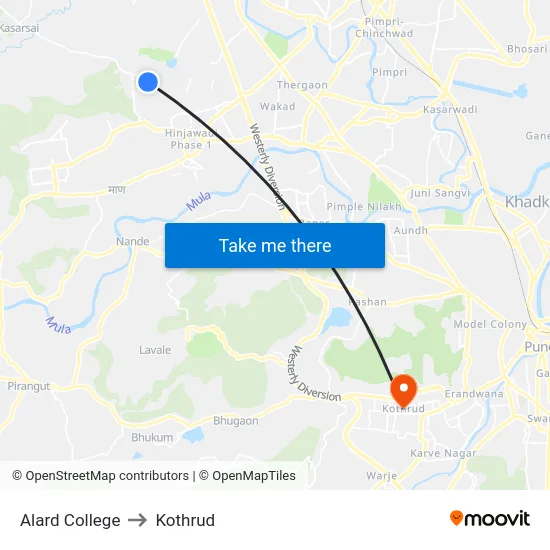 Alard College to Kothrud map