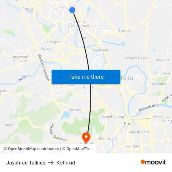 Jayshree Talkies to Kothrud map