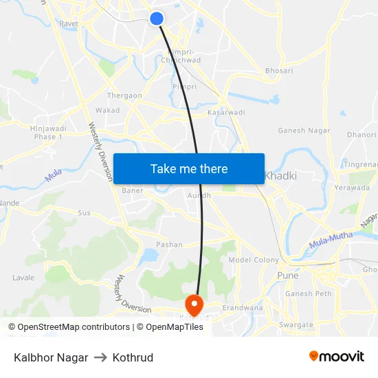 Kalbhor Nagar to Kothrud map