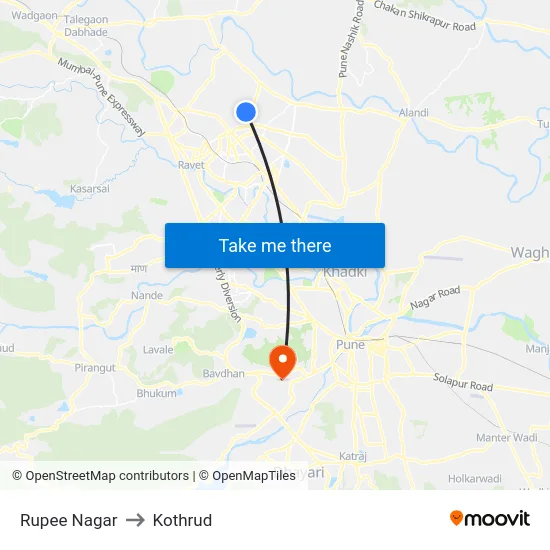 Rupee Nagar to Kothrud map