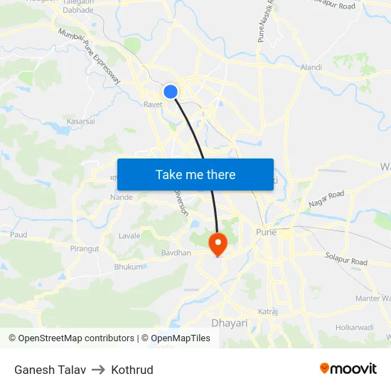 Ganesh Talav to Kothrud map