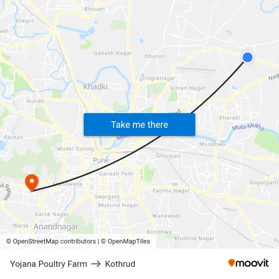 Yojana Poultry Farm to Kothrud map