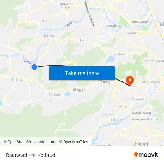 Rautwadi to Kothrud map