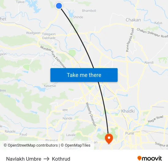 Navlakh Umbre to Kothrud map
