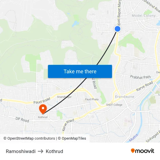 Ramoshiwadi to Kothrud map