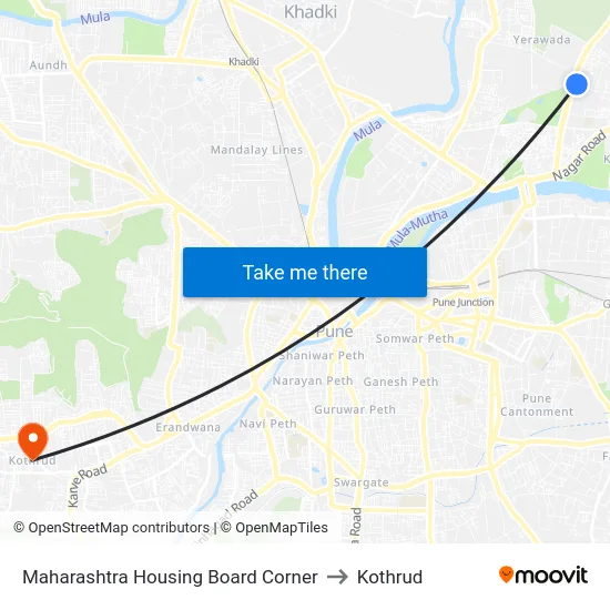 Maharashtra Housing Board Corner to Kothrud map