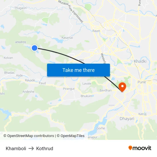 Khamboli to Kothrud map