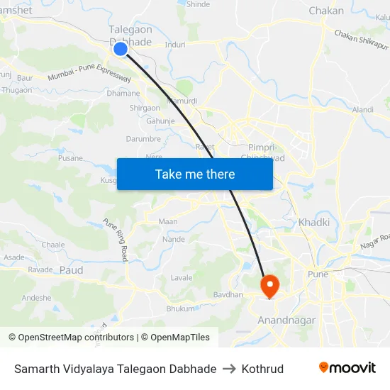 Samarth Vidyalaya Talegaon Dabhade to Kothrud map