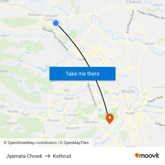 Jijamata Chowk to Kothrud map