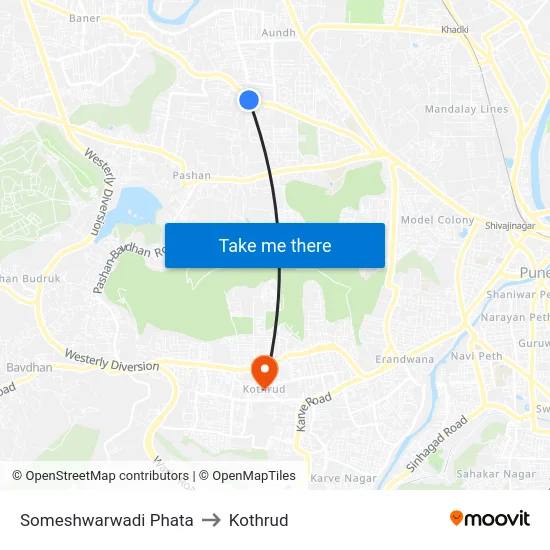 Someshwarwadi Phata to Kothrud map