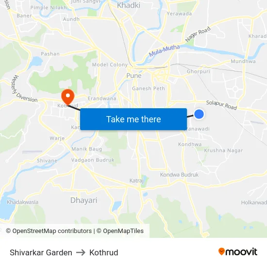 Shivarkar Garden to Kothrud map