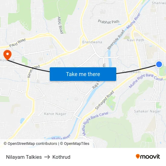 Nilayam Talkies to Kothrud map