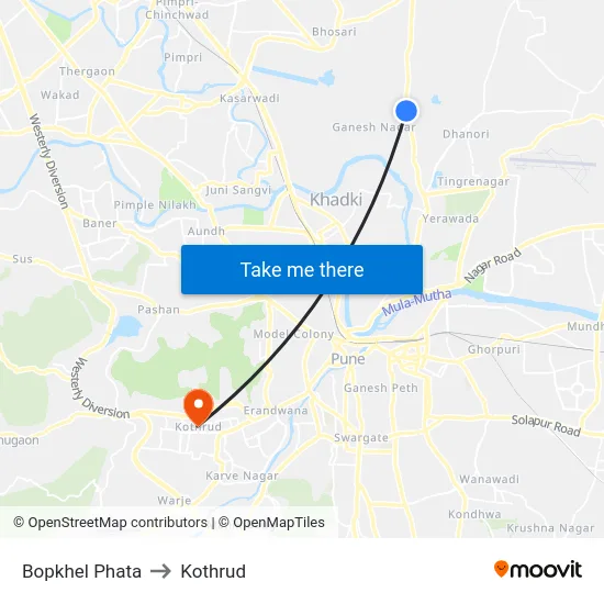 Bopkhel Phata to Kothrud map