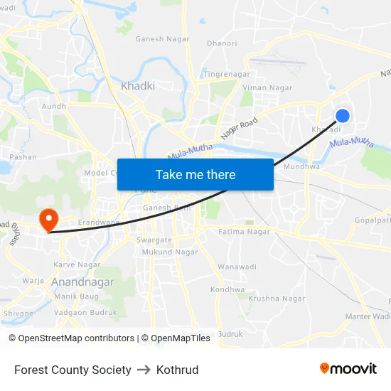 Forest County Society to Kothrud map
