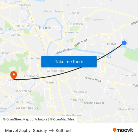 Marvel Zephyr Society to Kothrud map