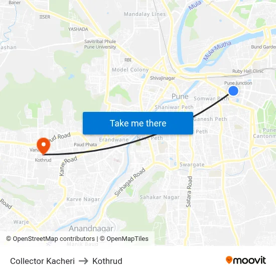 Collector Kacheri to Kothrud map