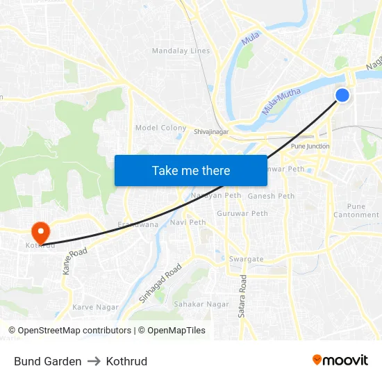 Bund Garden to Kothrud map