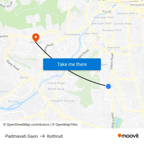 Padmavati Gaon to Kothrud map