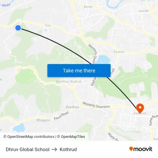 Dhruv Global School to Kothrud map