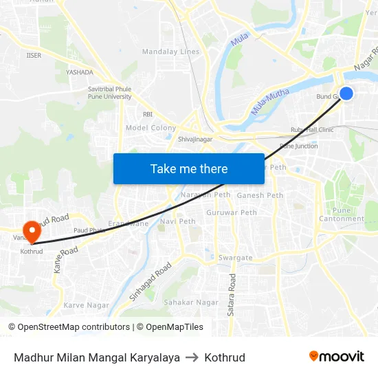 Madhur Milan Mangal Karyalaya to Kothrud map