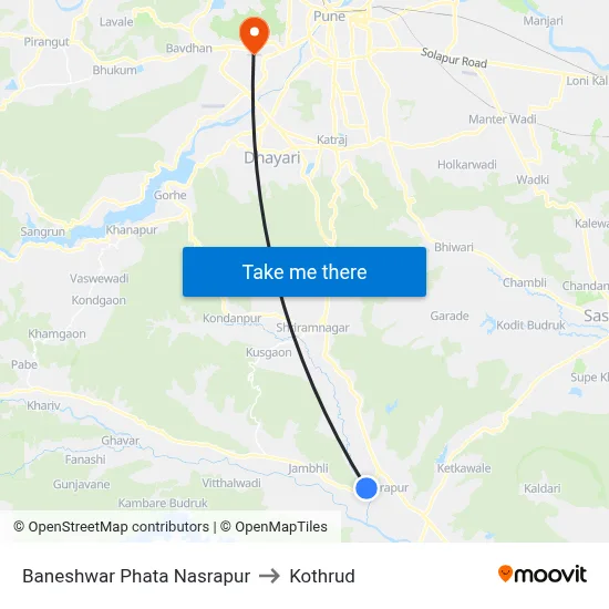 Baneshwar Phata Nasrapur to Kothrud map