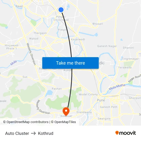 Auto Cluster to Kothrud map