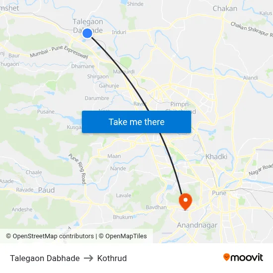 Talegaon Dabhade to Kothrud map