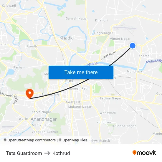 Tata Guardroom to Kothrud map