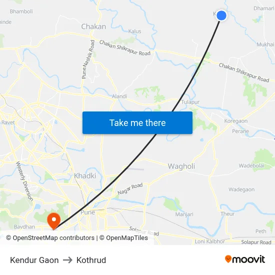 Kendur Gaon to Kothrud map