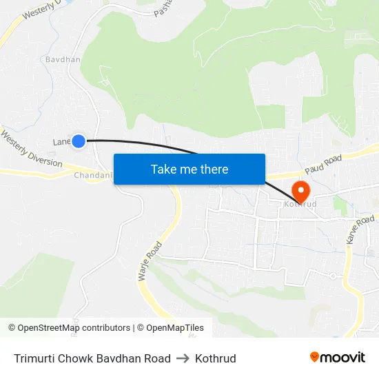 Trimurti Chowk Bavdhan Road to Kothrud map