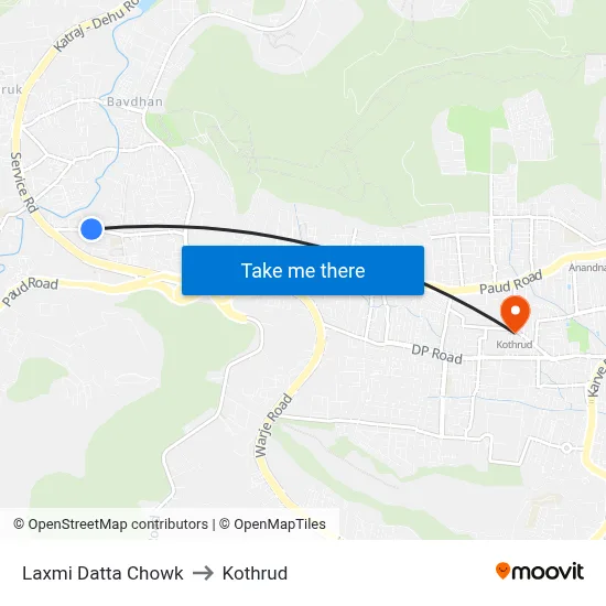 Laxmi Datta Chowk to Kothrud map