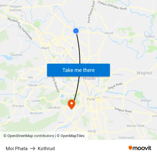 Moi Phata to Kothrud map