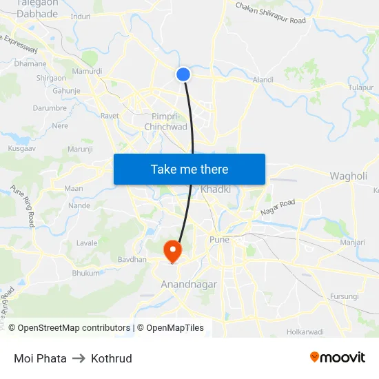 Moi Phata to Kothrud map