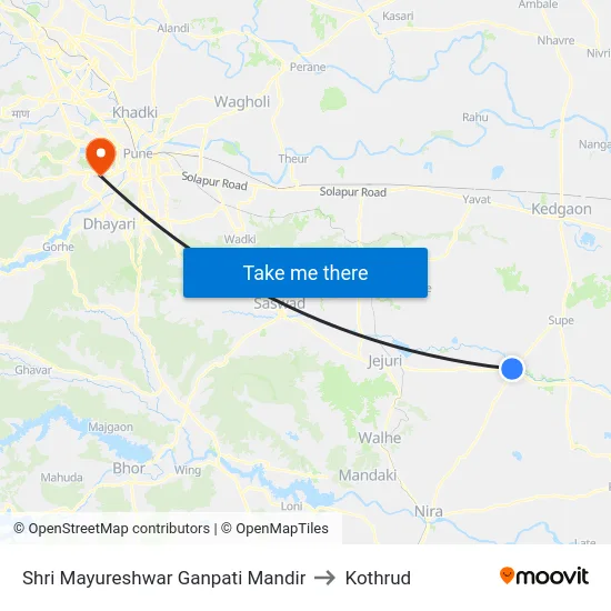 Shri Mayureshwar Ganpati Mandir to Kothrud map