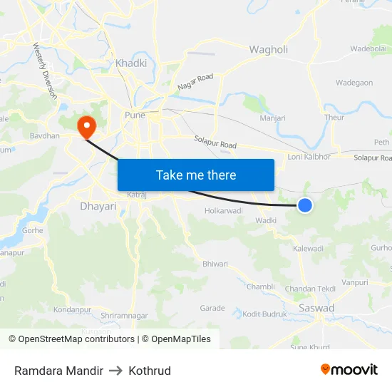 Ramdara Mandir to Kothrud map