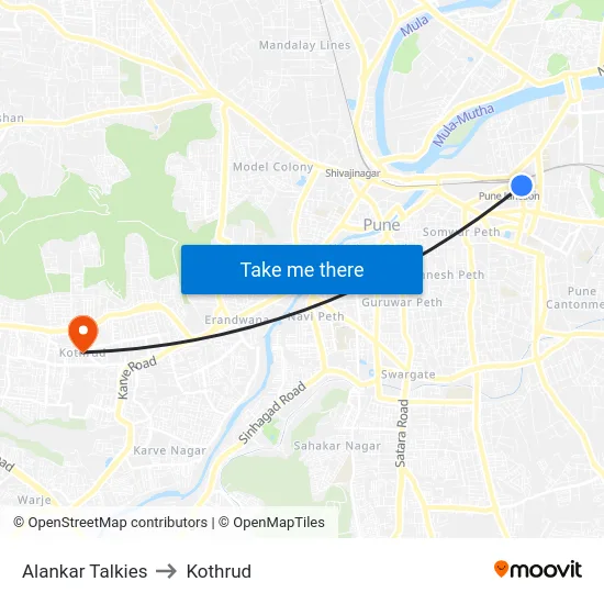 Alankar Talkies to Kothrud map