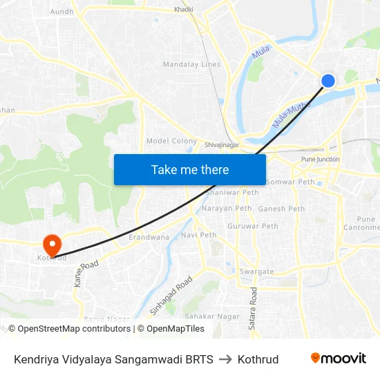 Kendriya Vidyalaya Sangamwadi BRTS to Kothrud map