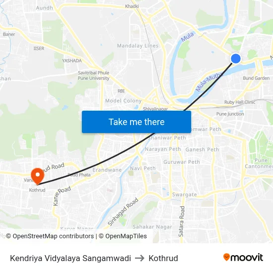Kendriya Vidyalaya Sangamwadi to Kothrud map