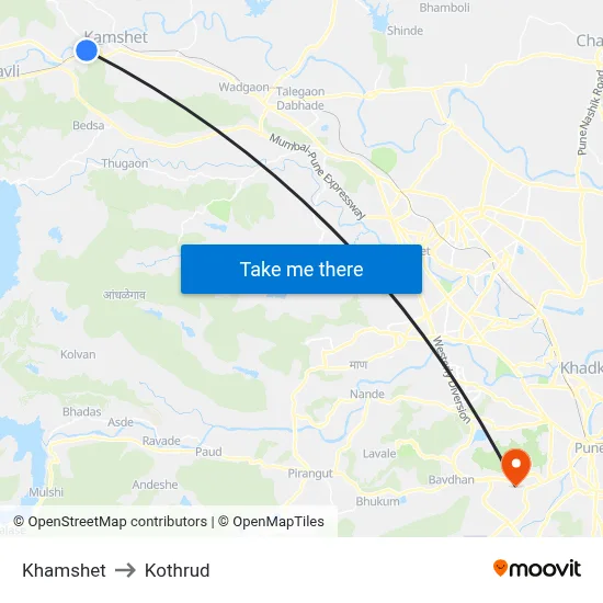 Khamshet to Kothrud map
