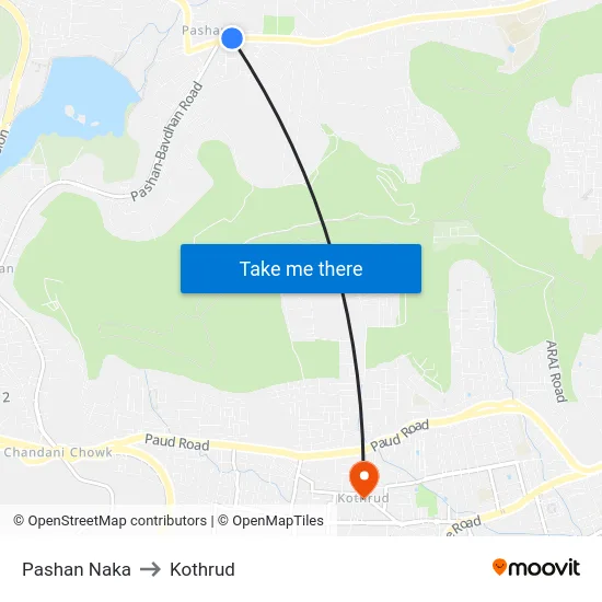 Pashan Naka to Kothrud map