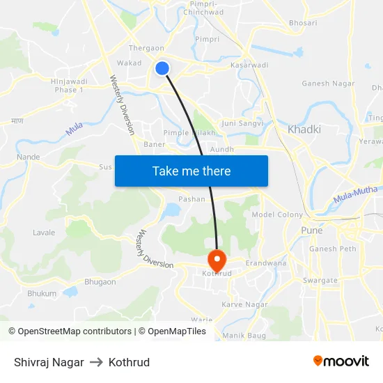 Shivraj Nagar to Kothrud map