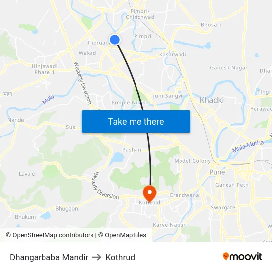Dhangarbaba Mandir to Kothrud map