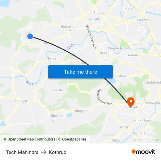 Tech Mahindra to Kothrud map