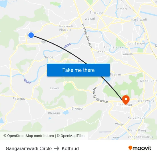 Gangaramwadi Circle to Kothrud map