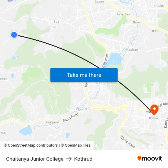 Chaitanya Junior College to Kothrud map