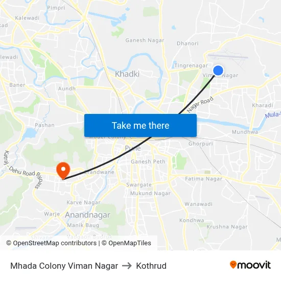 Mhada Colony Viman Nagar to Kothrud map