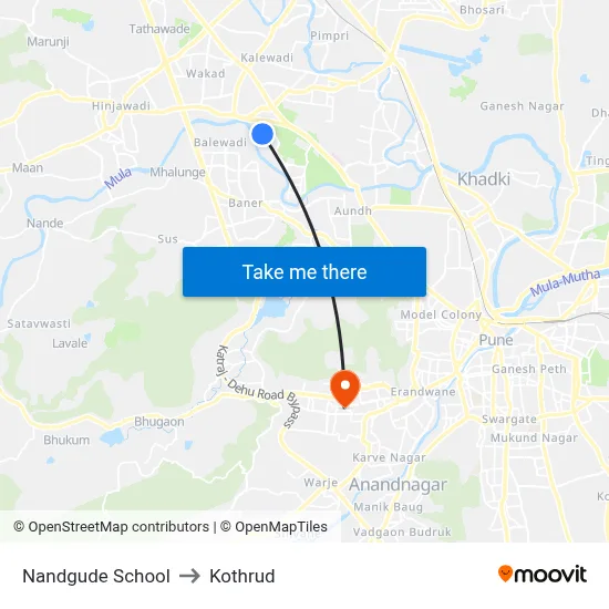 Nandgude School to Kothrud map