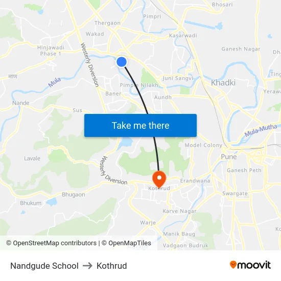 Nandgude School to Kothrud map