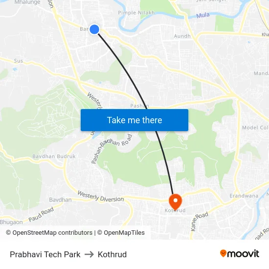 Prabhavi Tech Park to Kothrud map