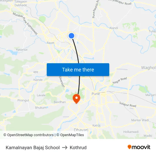 Kamalnayan Bajaj School to Kothrud map